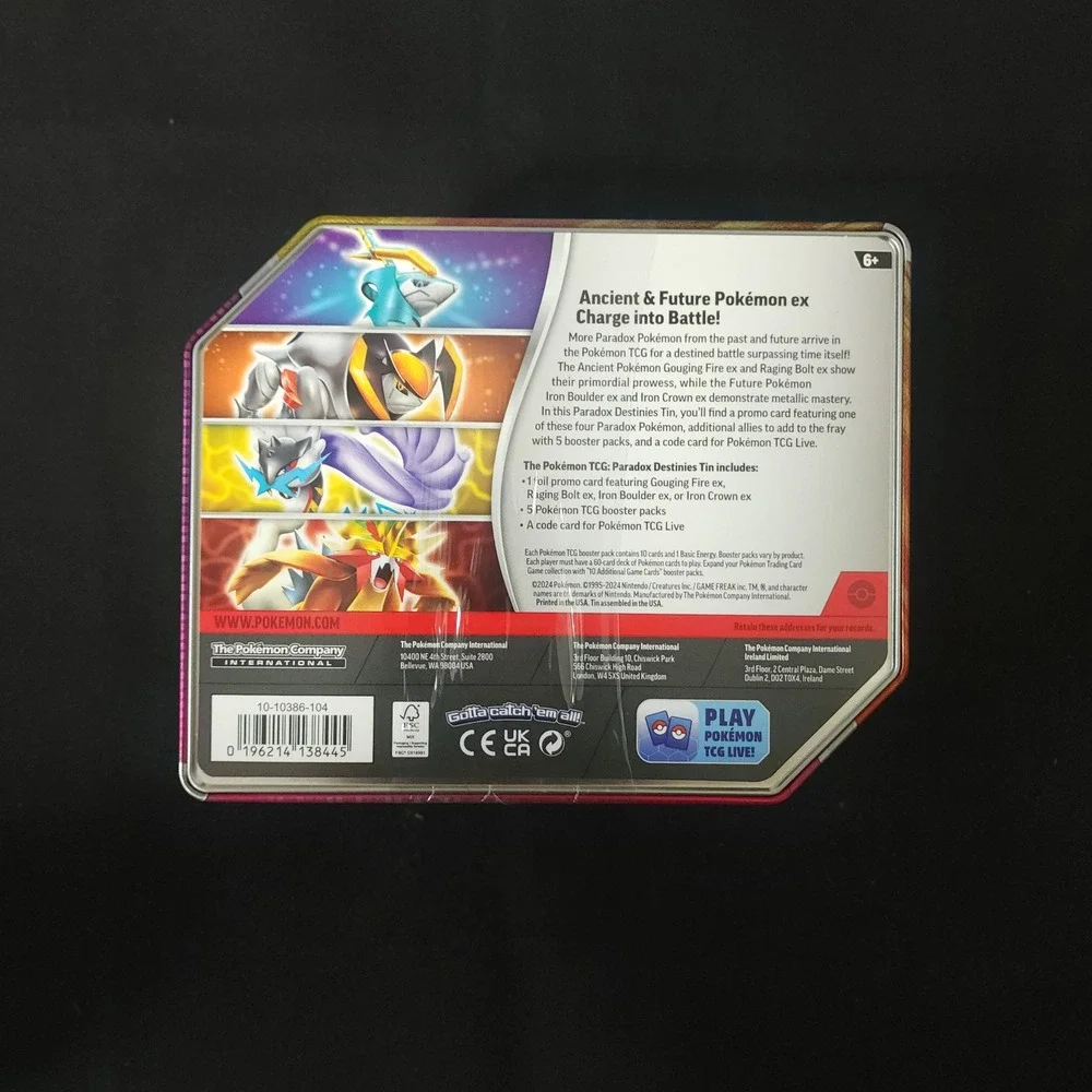 Pokemon Paradox Destinies Tin Iron Crown ex Sealed 5 Packs